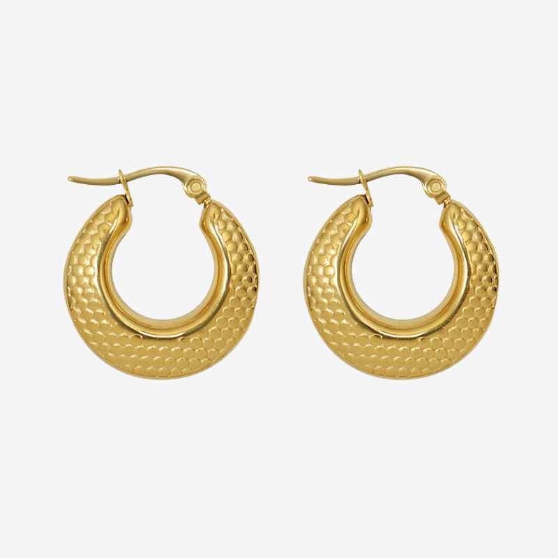 Vintage Style Flakes Texture Hoops